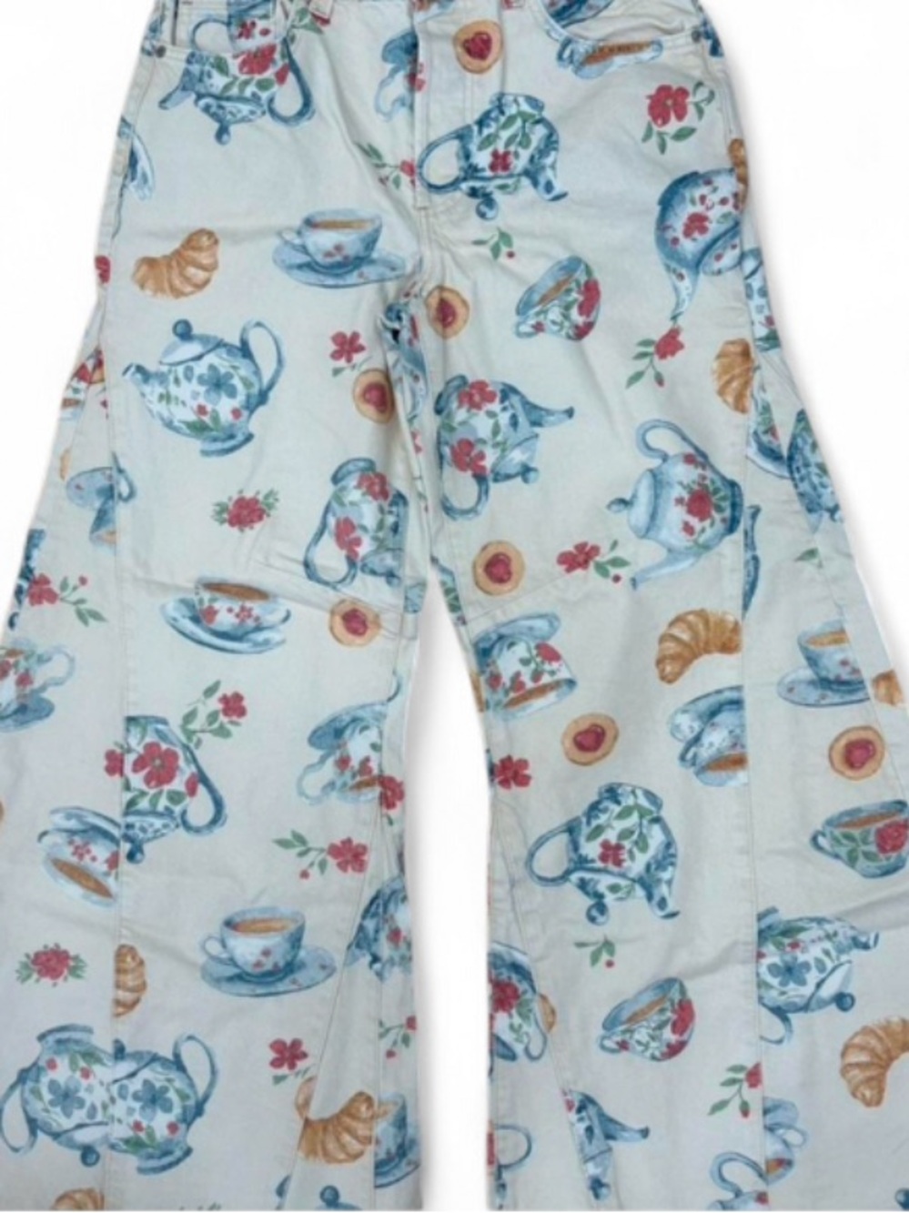 NWT Free People Eden Tea Party Printed Slouch Jeans 29 Rare Sold Out - Picture 6 of 9
